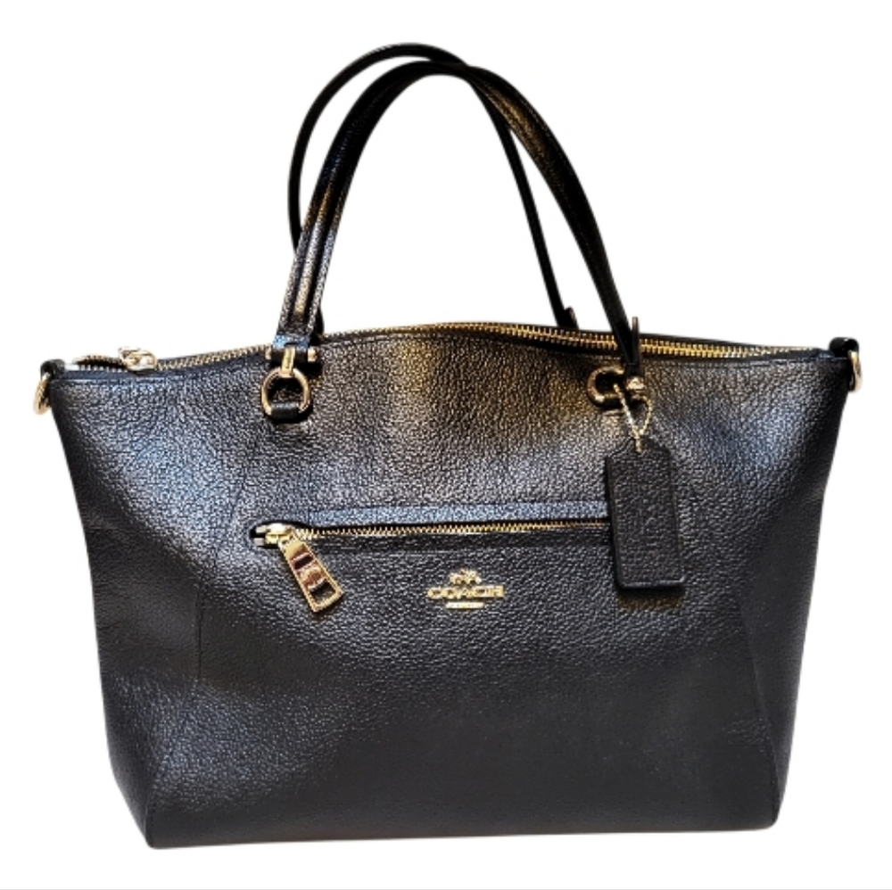 RARE Authentic COACH Black Pebble Leather Prairie Satchel 58874 - Picture 1 of 8